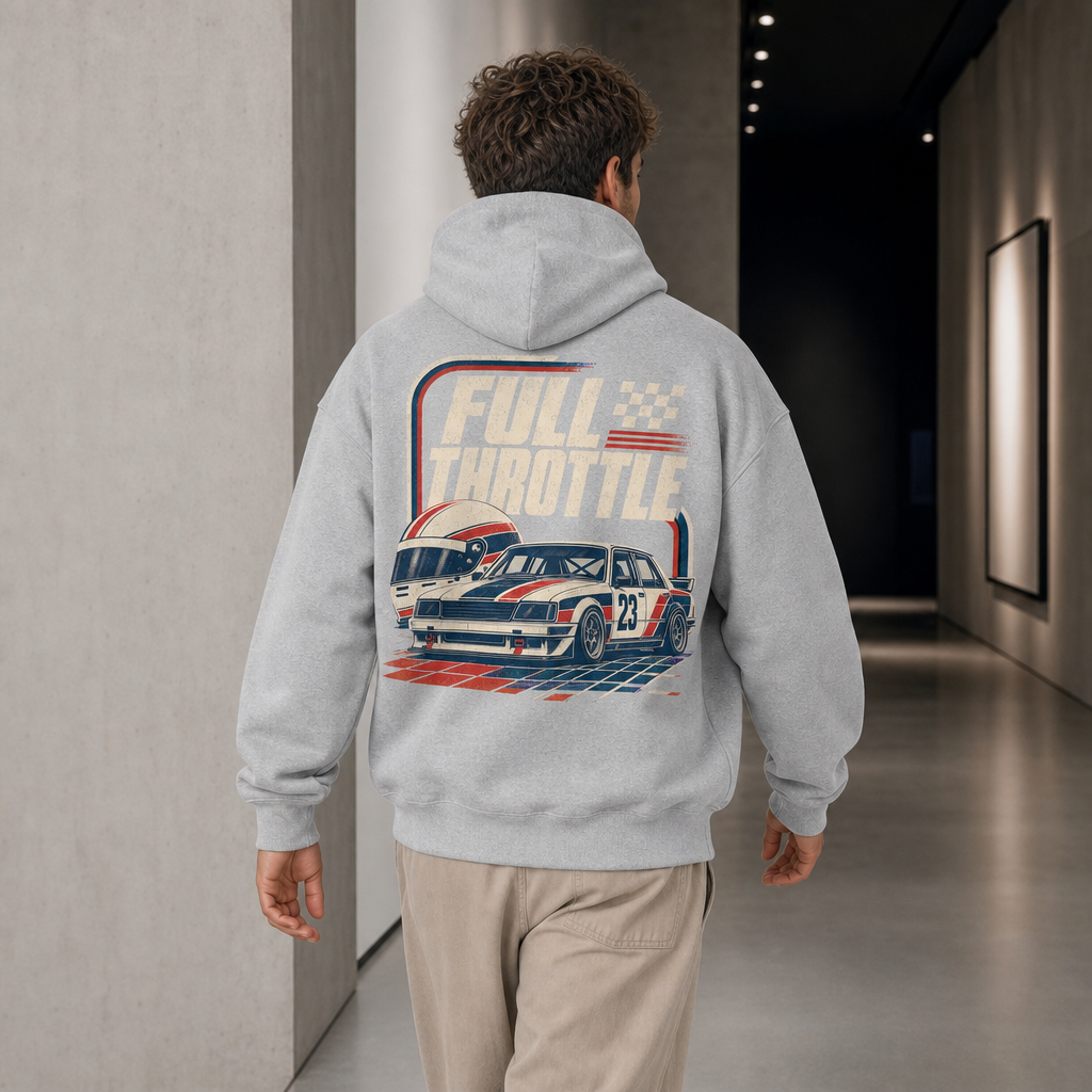 Full Throttle Hoodie in RS Sport Grey – back view worn by an adult man