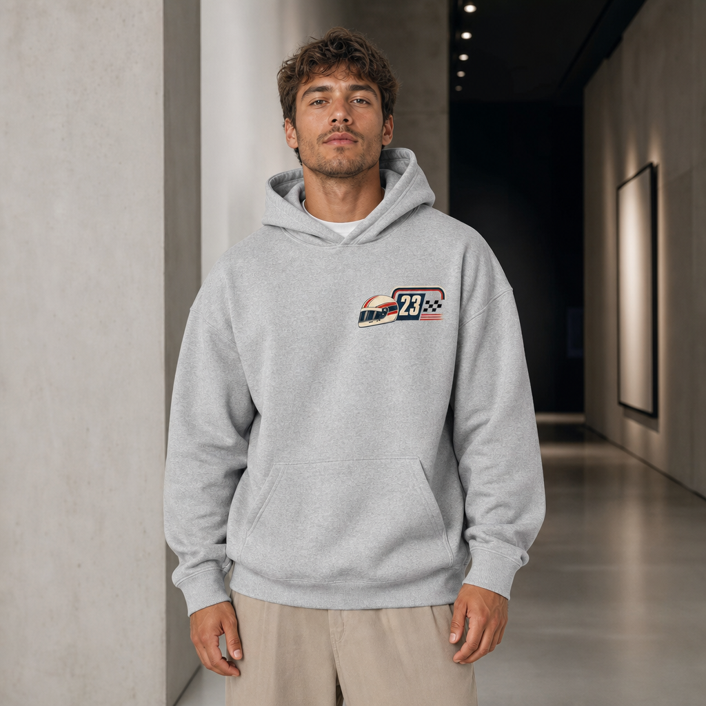 Full Throttle Hoodie in RS Sport Grey – front view worn by an adult man