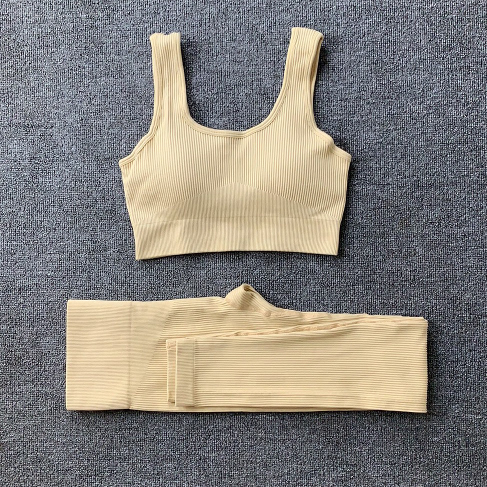 Women’s Ribbed Square Neck Crop Top and Leggings Set