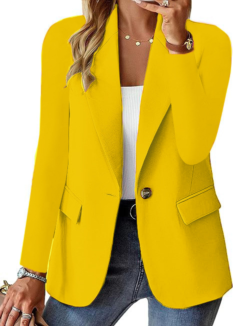 Women's Single-Breasted Notch-Lapel Blazer with Flap Pockets