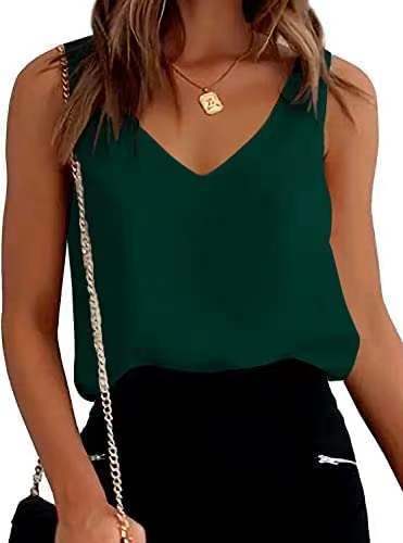Women's Satin V-Neck Sleeveless Loose-Fit Camisole Top