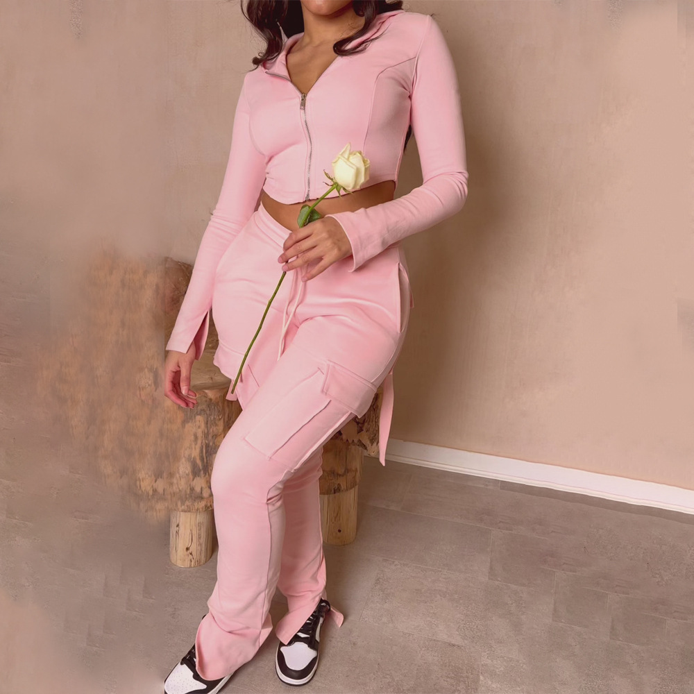 Women's High Waist Cargo Trousers with Drawstring