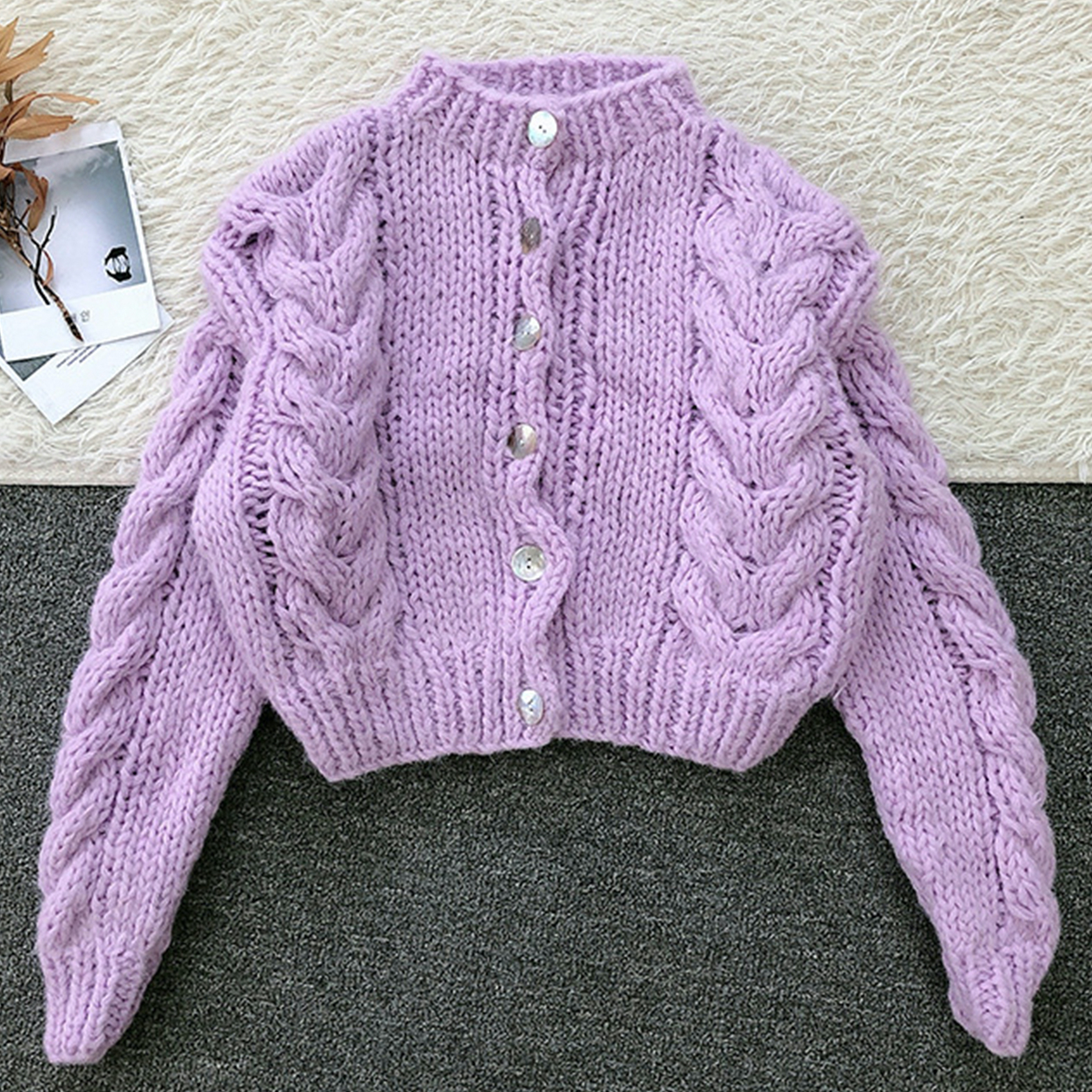 Knitted Sweater Women's Mohair Wool Loose Cardigan Jacket, Knit Top, Handmade Clothing, Gi