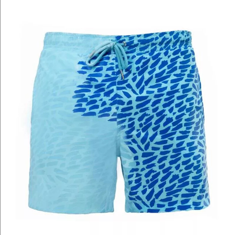 Men’s Water-Reactive Abstract Print Drawstring Swim Shorts