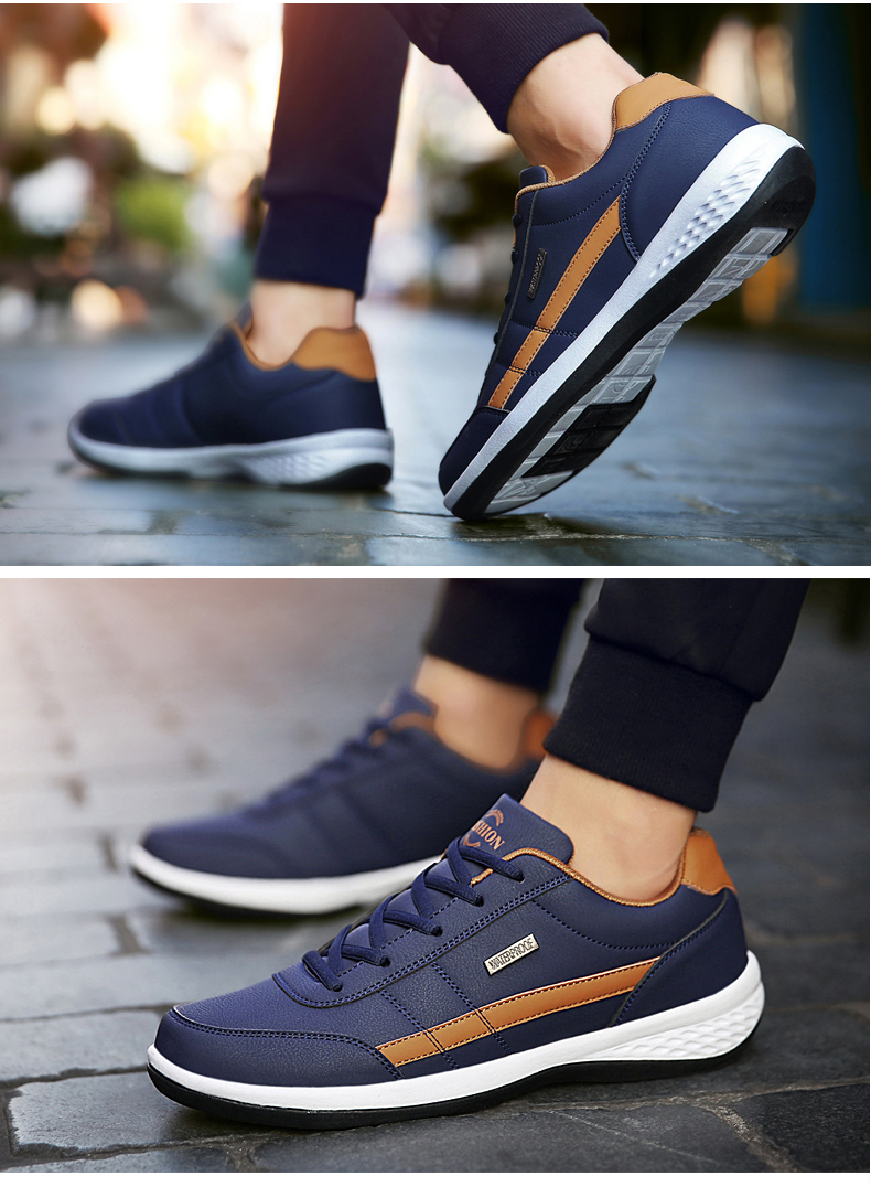 Men’s Colour-Block Lace-Up Casual Trainers