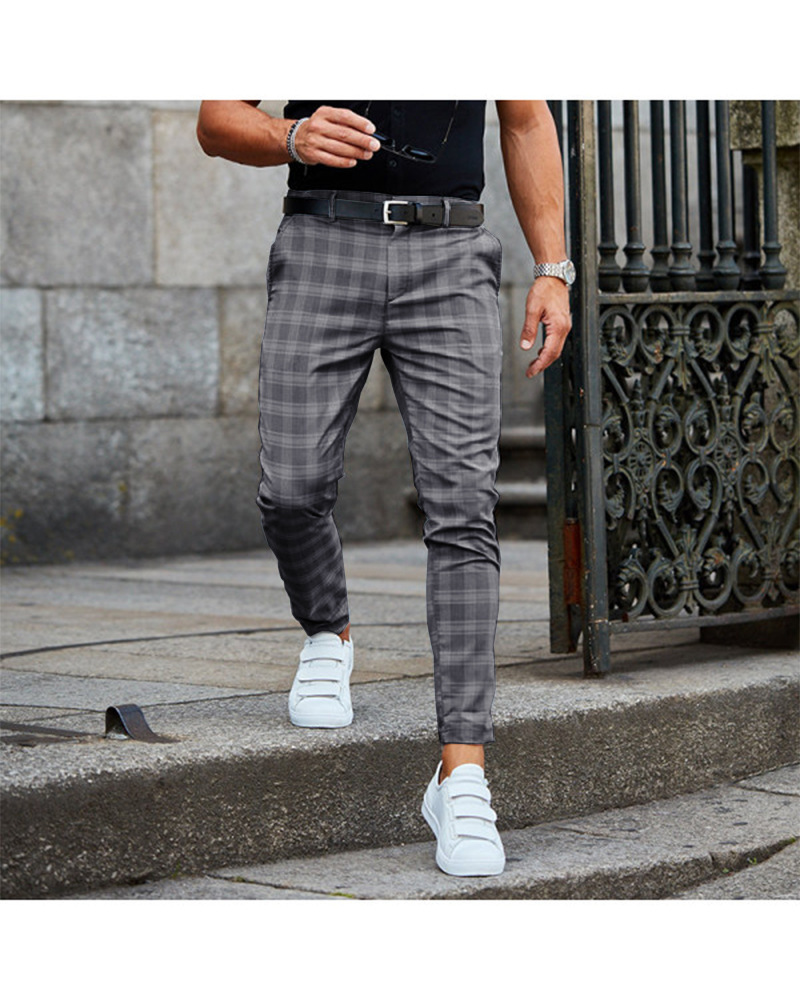 Men’s Plaid Tapered Pocket Trousers
