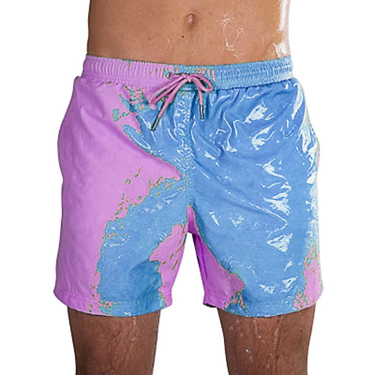 Magical Change Color Beach Shorts Summer Men Swimming Trunks Swimwear Swimsuit Quick Dry B
