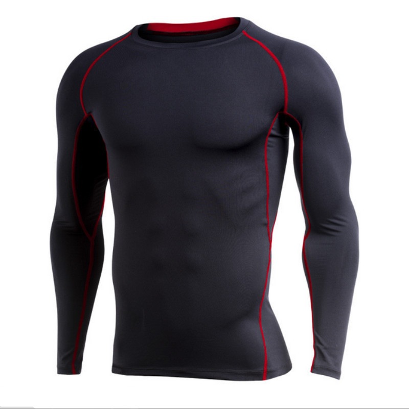 Men’s Long Sleeve Contrast Panel Quick-Drying Sports Top