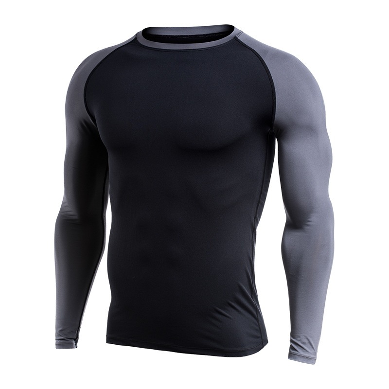 Men’s Long Sleeve Contrast Panel Quick-Drying Sports Top