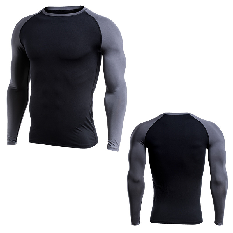 Men’s Long Sleeve Contrast Panel Quick-Drying Sports Top