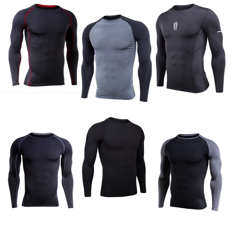 Men’s Long Sleeve Contrast Panel Quick-Drying Sports Top