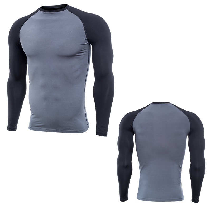 Men’s Long Sleeve Contrast Panel Quick-Drying Sports Top