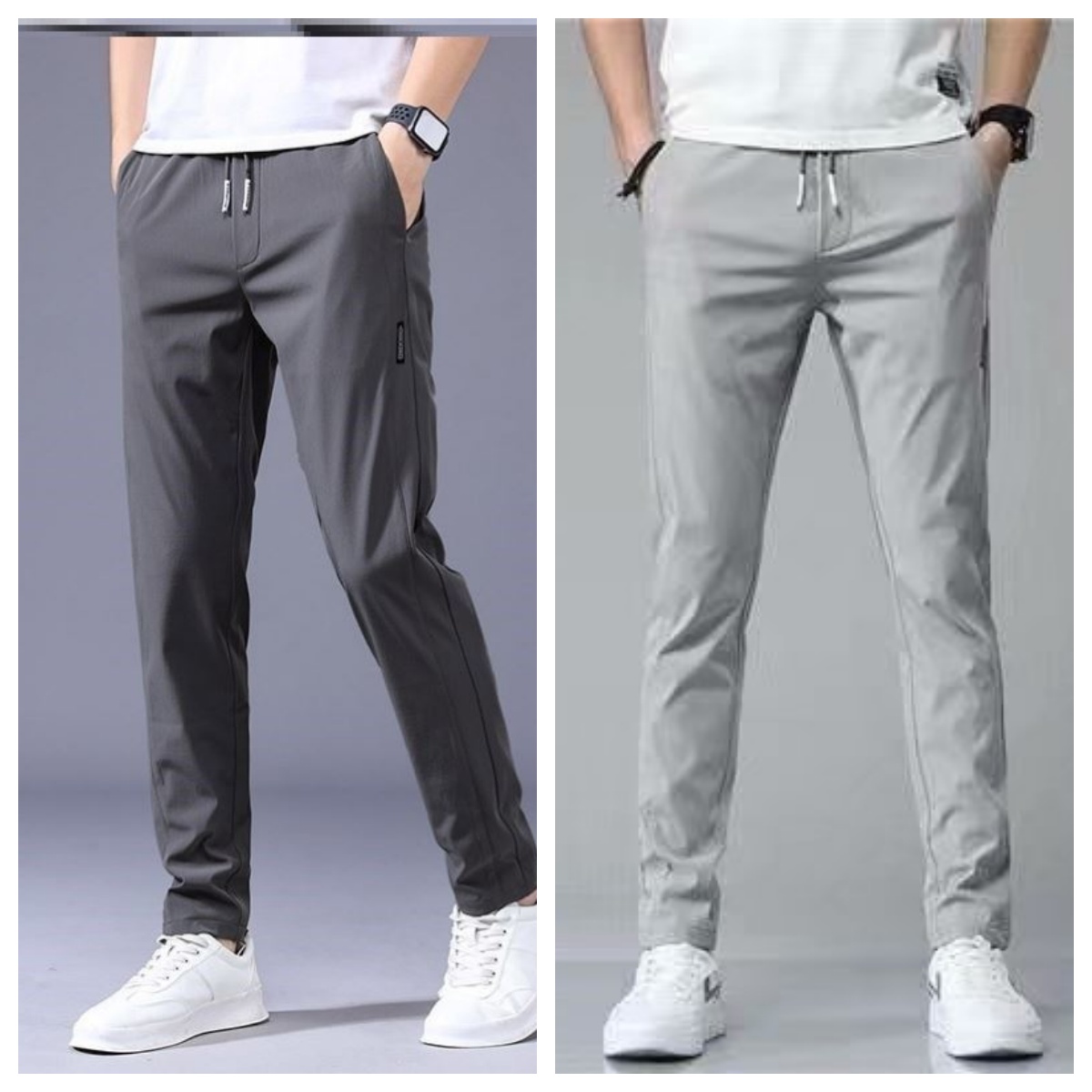 Men’s Straight Leg Drawstring Trousers With Side Pockets