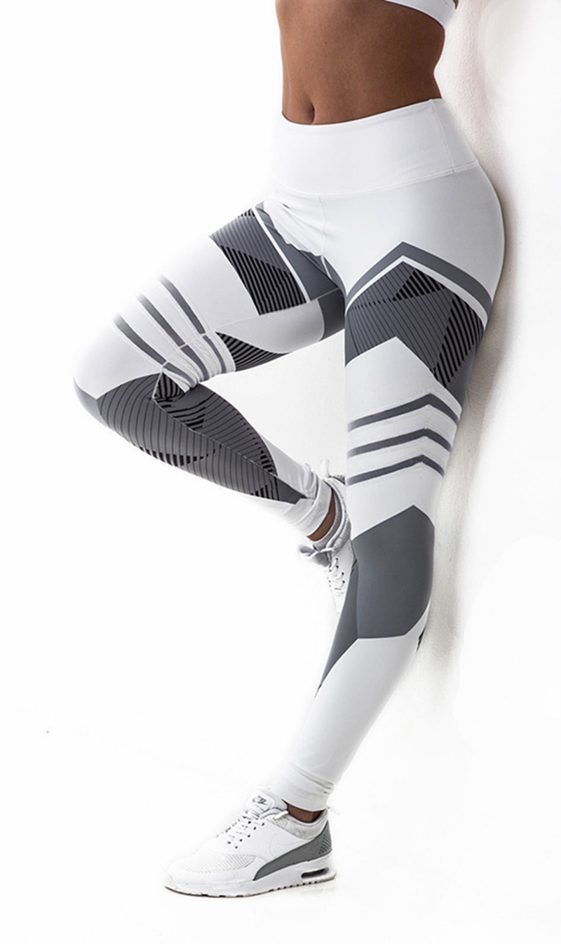 Women's High-Waisted Reflective Geometric Sports Leggings