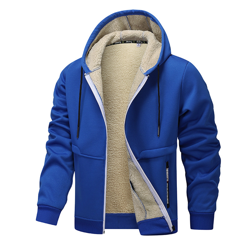 Men’s Sherpa-Lined Zip-Up Hooded Jacket With Ribbed Cuffs