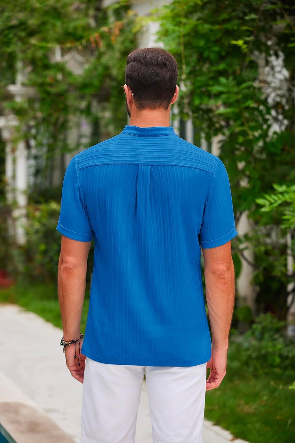 Summer Stand Collar Buttons Short Sleeve T-shirt Solid Color Stripe Polo Shirt Fashion Cas