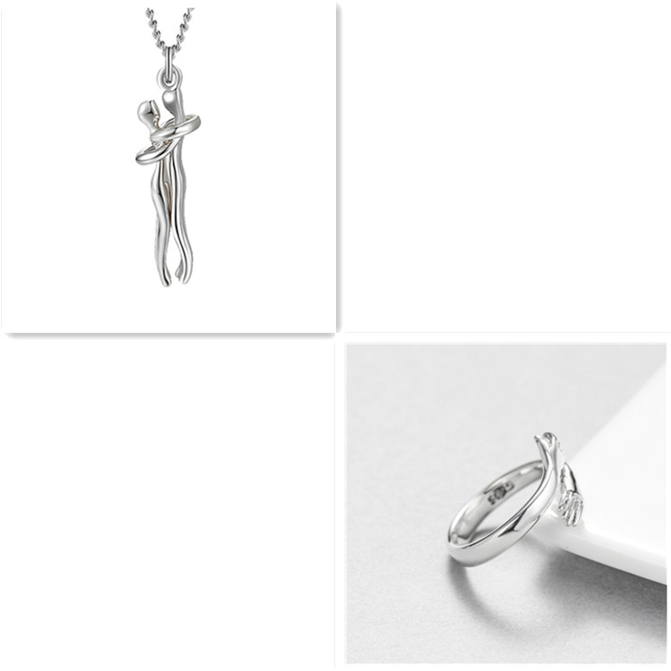Unisex Interlocking Figure Pendant Necklace with Optional Ring Sets