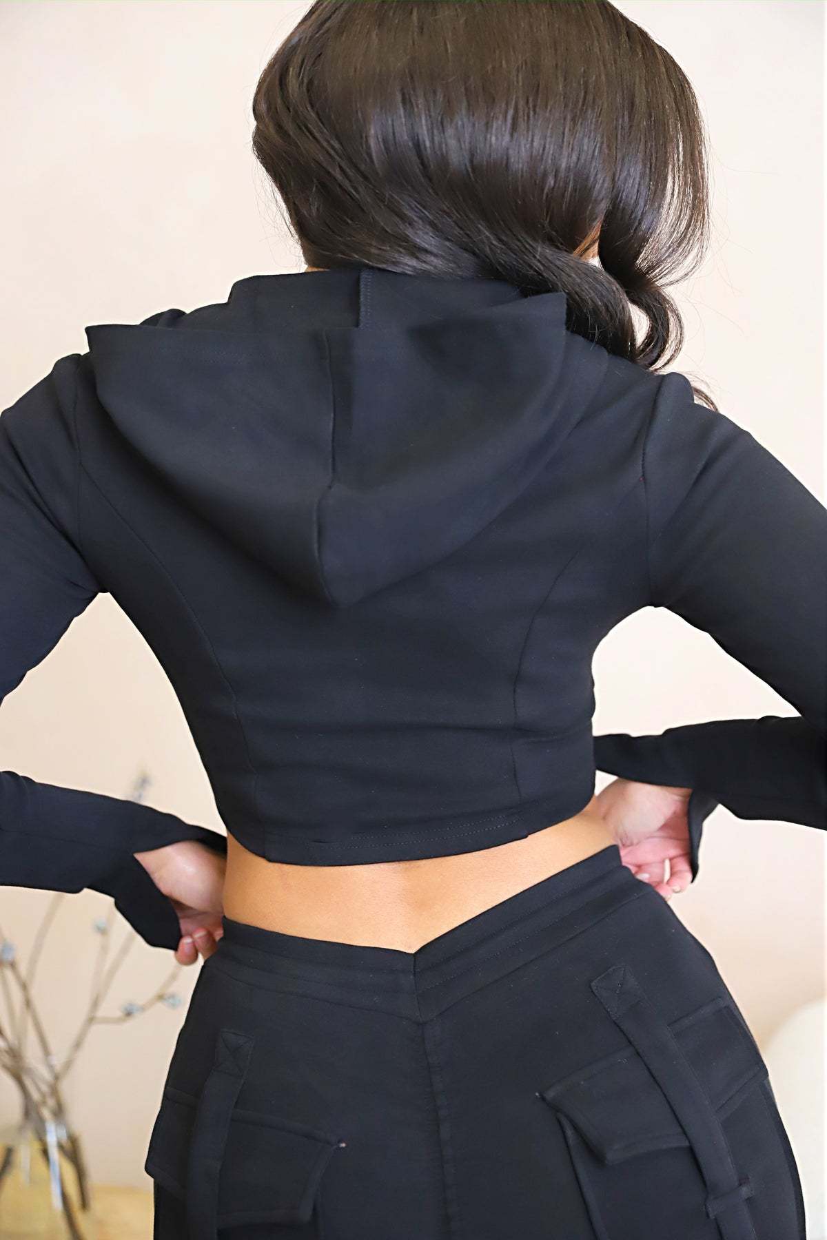 Women's High Waist Cargo Trousers with Drawstring