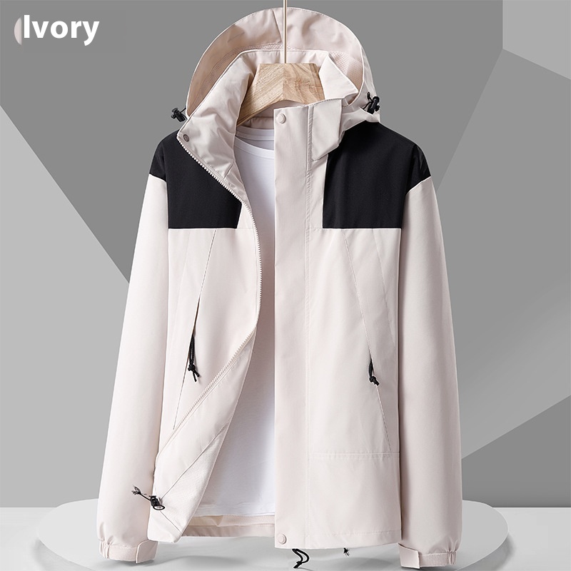 Unisex Hooded Colourblock Zip Jacket With Pockets