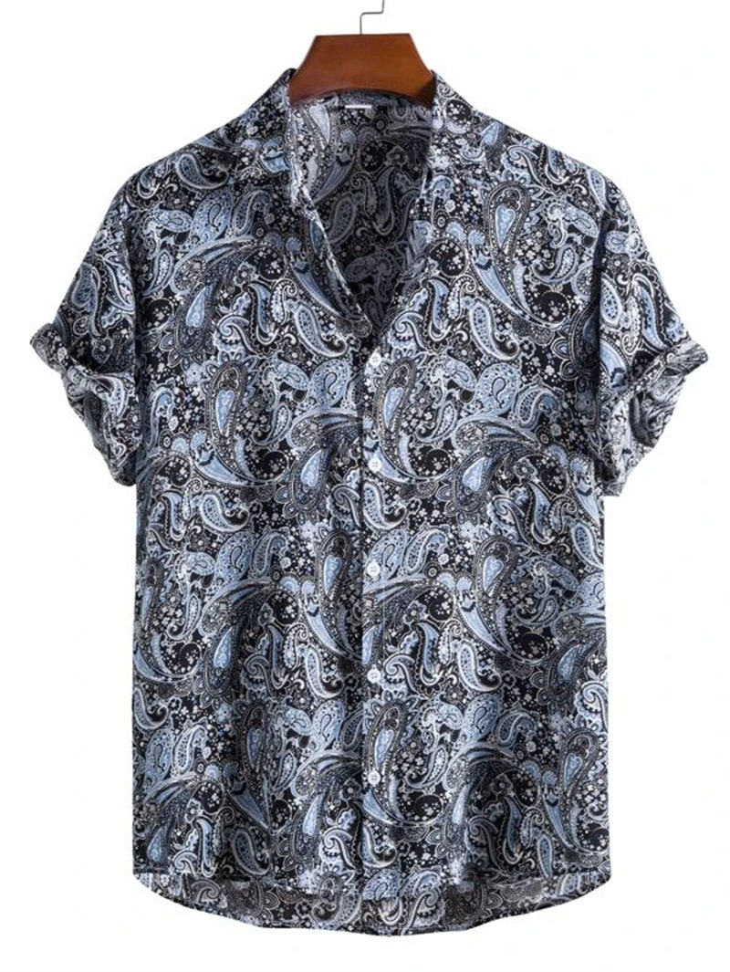 Men's Short Sleeve Button Front Patterned Shirt