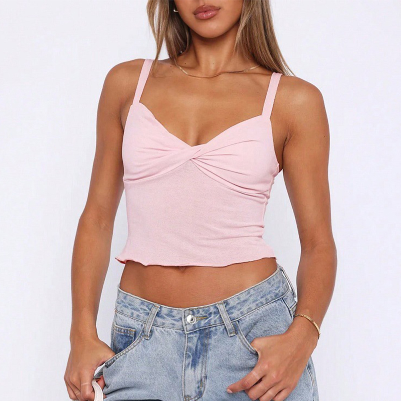 Women's Ruched Twist Front Cropped Camisole Top
