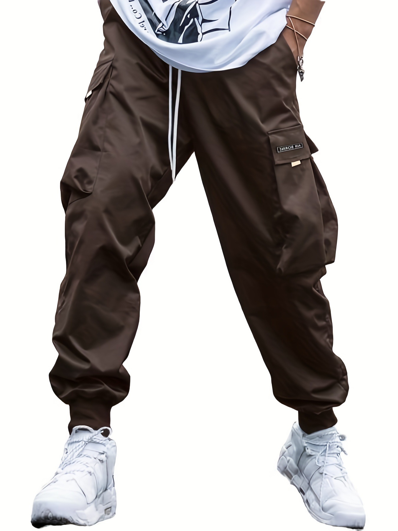 Men’s Loose Fit Cargo Trousers with Drawstring Waist and Cuffs