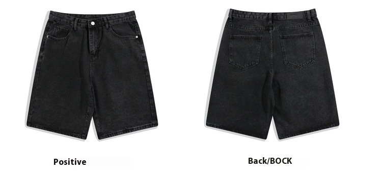 Men’s Denim Mid-Waist Straight-Leg Knee-Length Shorts