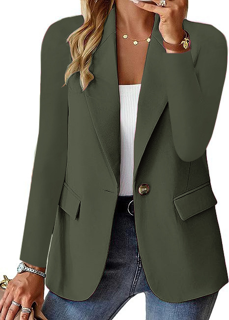 Women's Single-Breasted Notch-Lapel Blazer with Flap Pockets