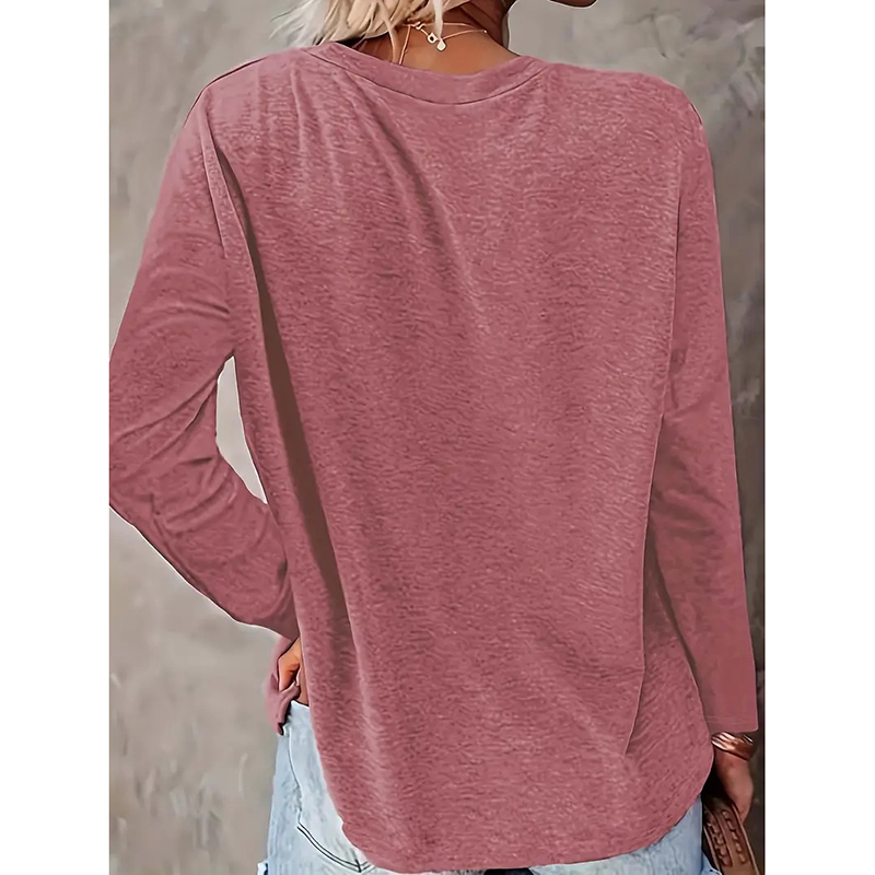 Women's Pink Dandelion Graphic Crewneck Long Sleeve T-Shirt