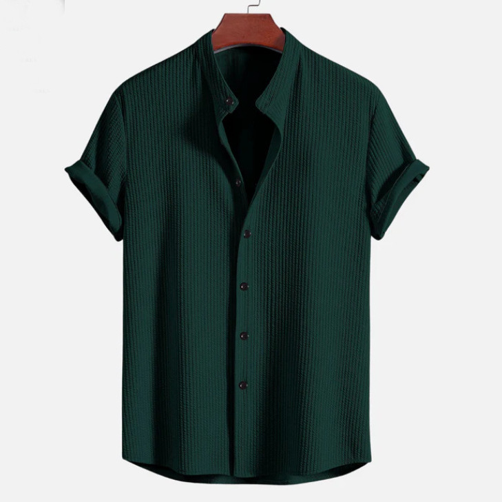 Men’s Ribbed Short Sleeve Button-Front Shirt