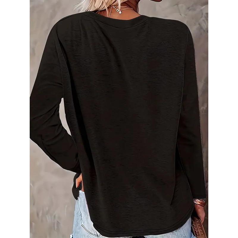 Women's Pink Dandelion Graphic Crewneck Long Sleeve T-Shirt