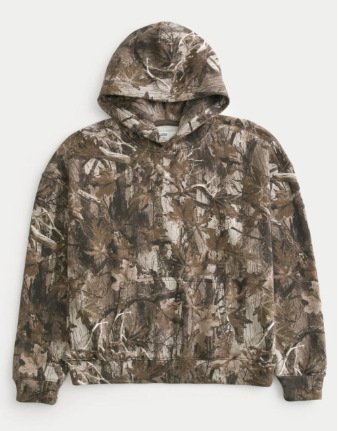 Women's Oversized Hooded Woodland Print Pullover