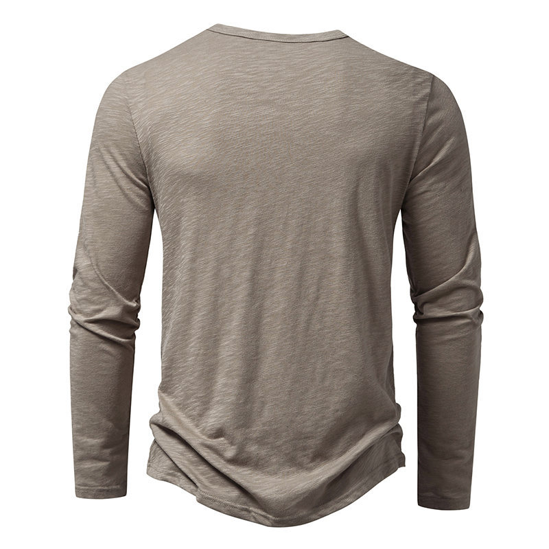 Men’s Long Sleeve Henley T-Shirt with Button Placket