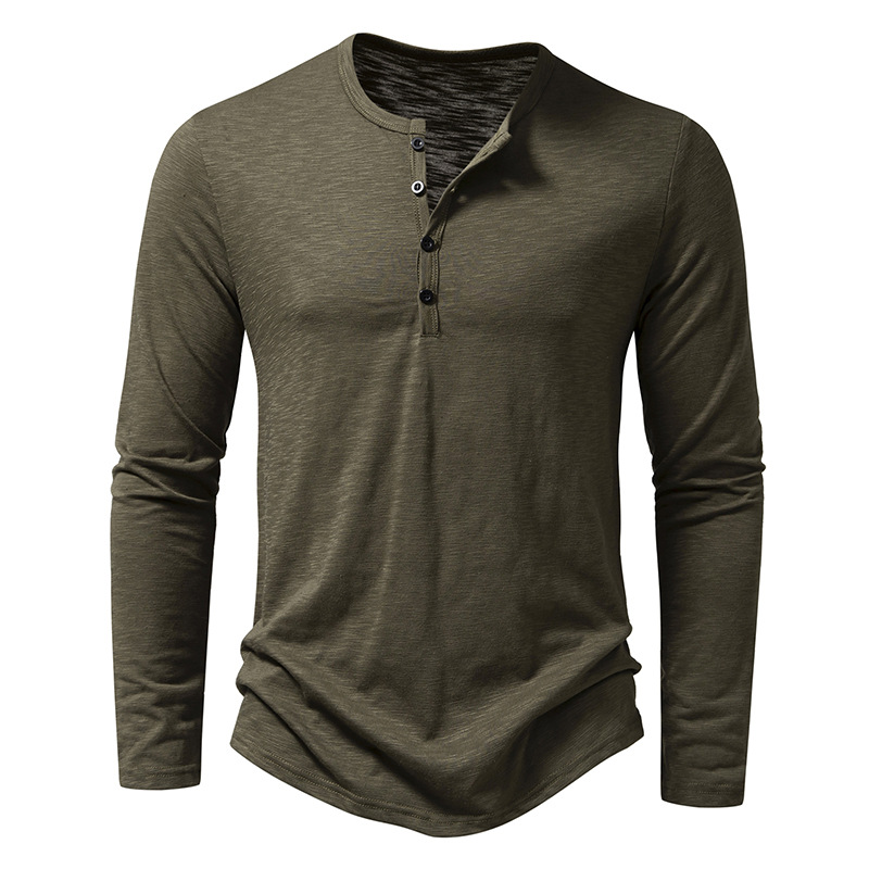 Men’s Long Sleeve Henley T-Shirt with Button Placket