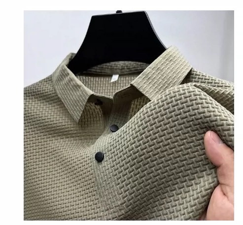 Men’s Textured Waffle-Weave Short Sleeve Polo Shirt
