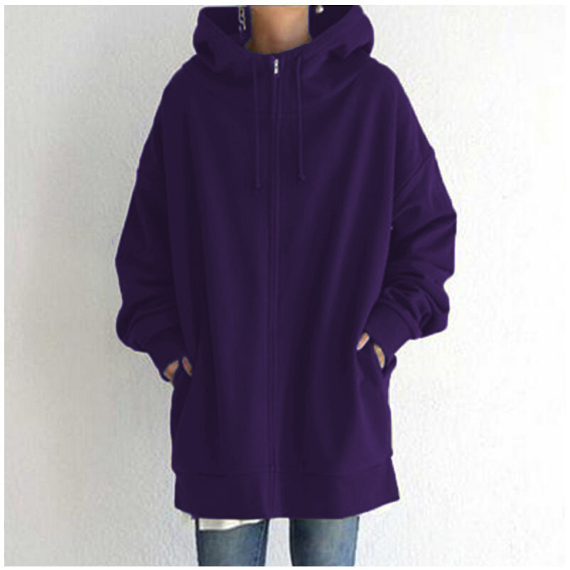 Women's Fuzzy Hoodies Long Sport Pullover Hoodie Full-zip Hoodie Sweatshirt