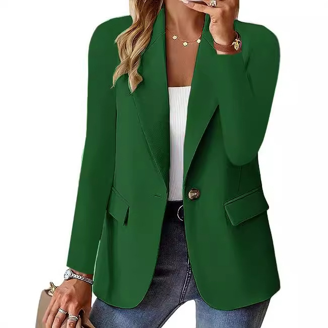 Women's Single-Breasted Notch-Lapel Blazer with Flap Pockets