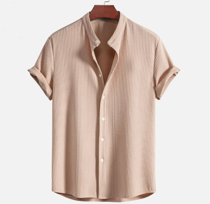 Men’s Ribbed Short Sleeve Button-Front Shirt