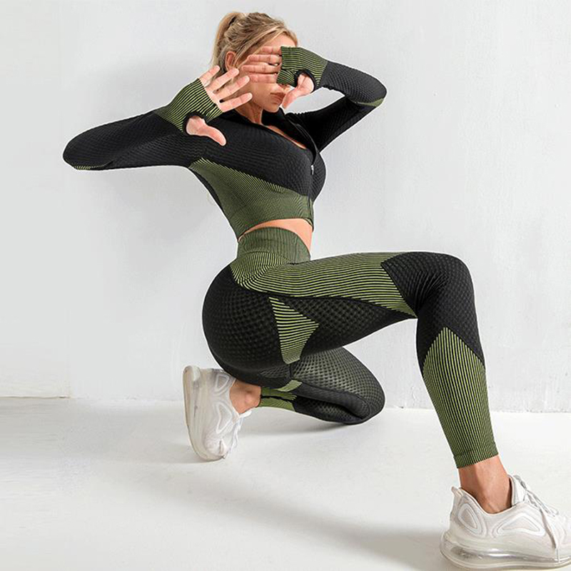 Women's Three-Piece Textured Zip Jacket Leggings Set