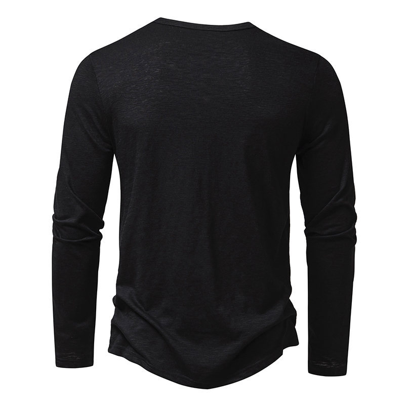 Men’s Long Sleeve Henley T-Shirt with Button Placket