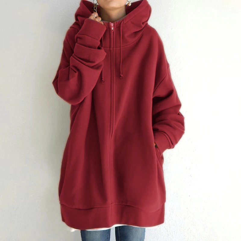 Women's Fuzzy Hoodies Long Sport Pullover Hoodie Full-zip Hoodie Sweatshirt