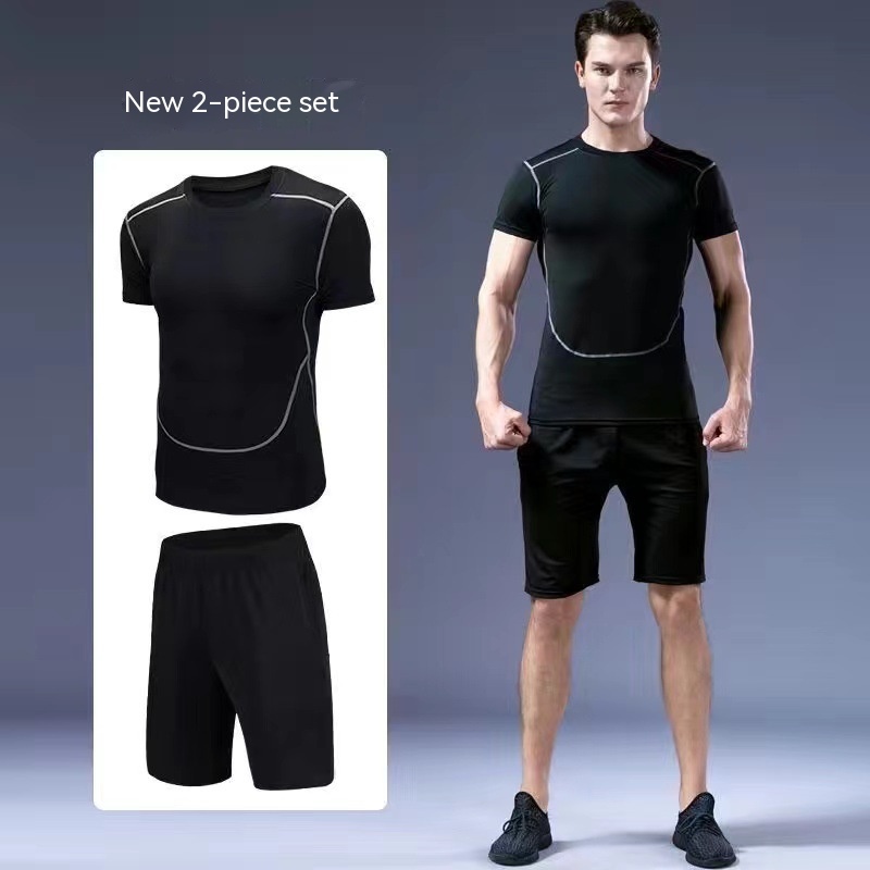 Unisex Black Long-Sleeve Sports Top and Shorts Set