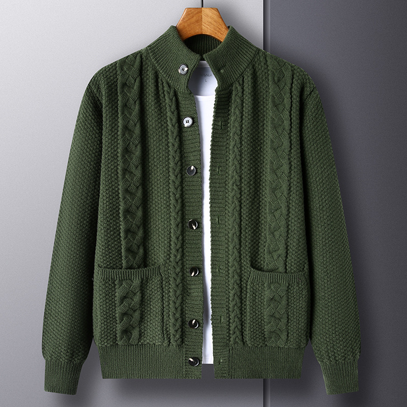 New Single-breasted Sweater With Pockets Fashion Jacquard Loose-fitting Cardigan Men Cloth