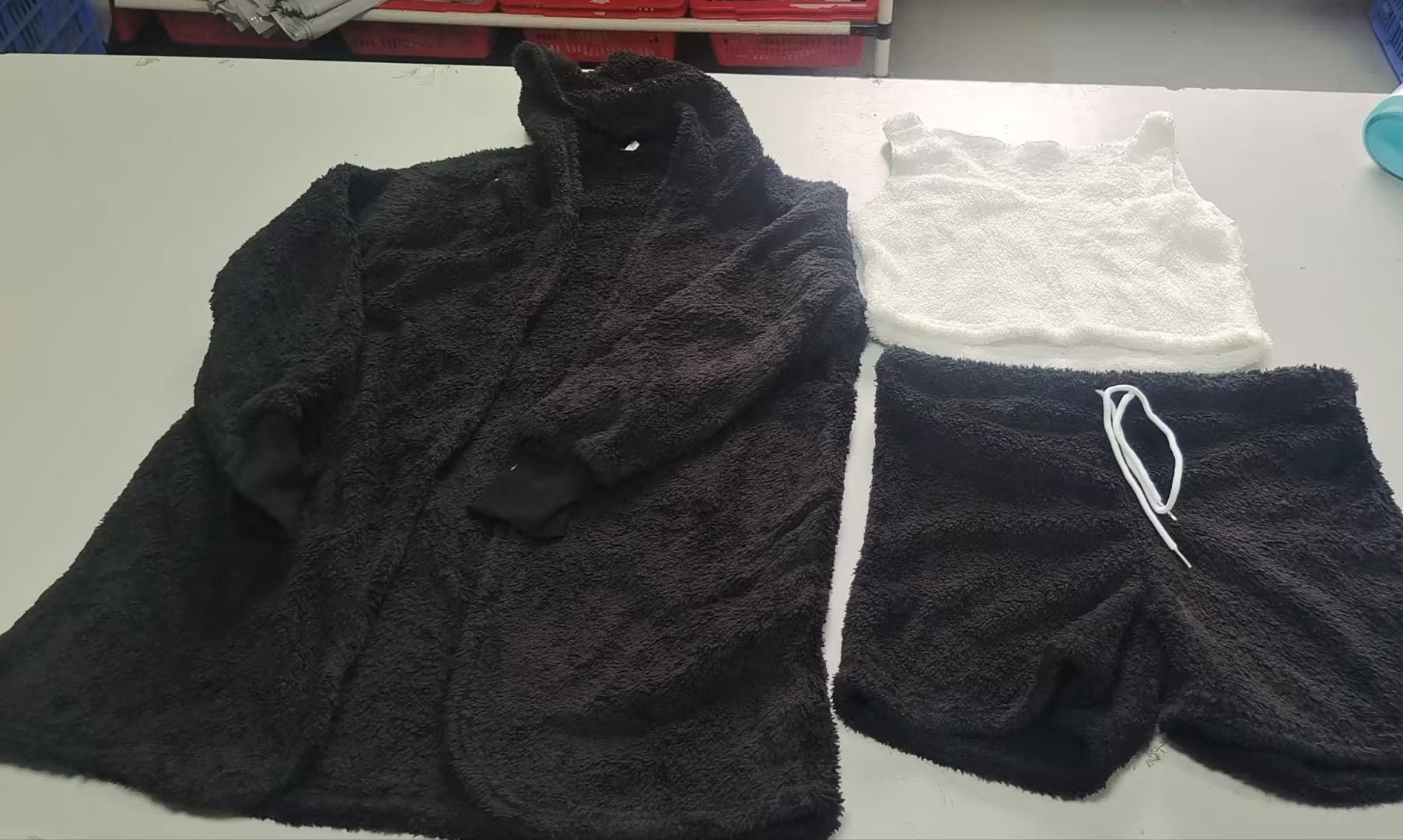 Women’s Three-Piece Textured Crop Vest, Shorts and Cardigan Set