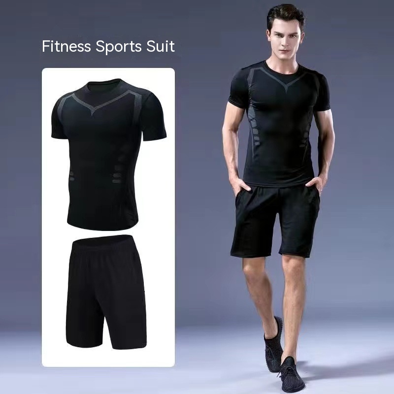 Unisex Black Long-Sleeve Sports Top and Shorts Set