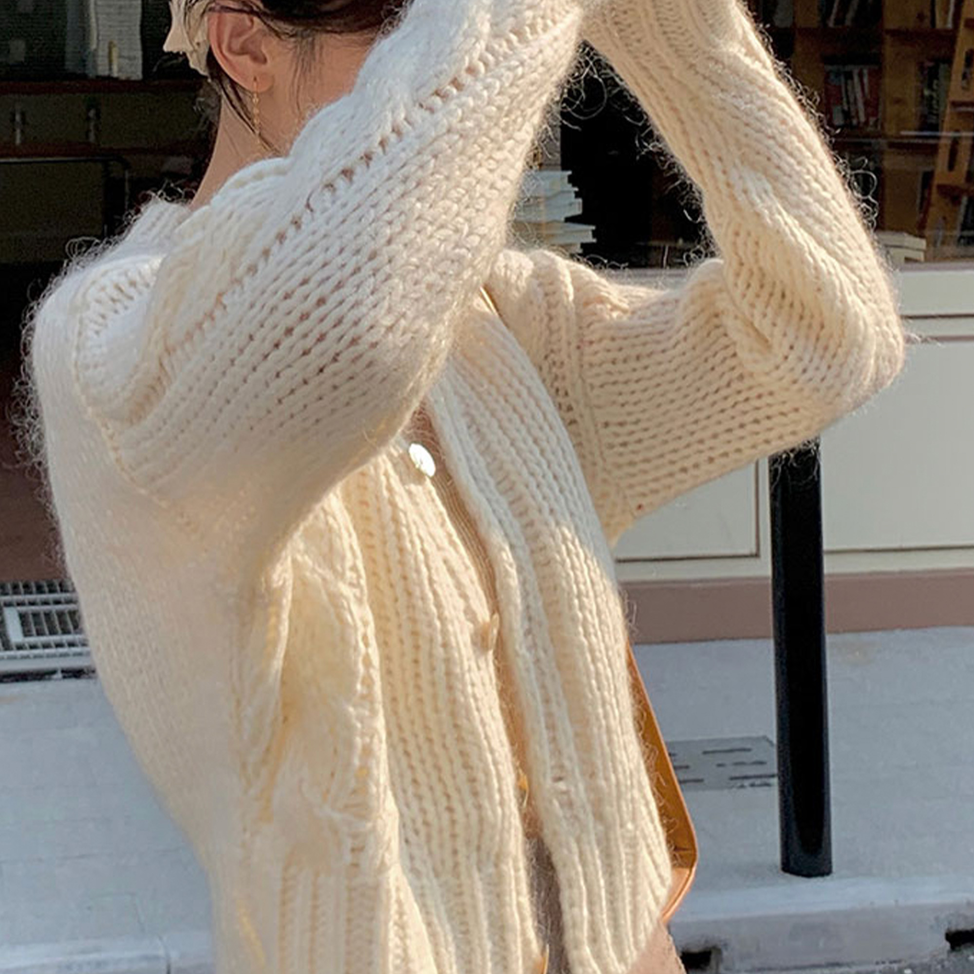 Knitted Sweater Women's Mohair Wool Loose Cardigan Jacket, Knit Top, Handmade Clothing, Gi