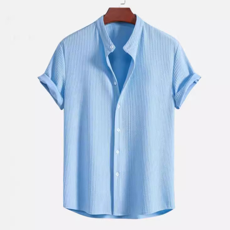 Men’s Ribbed Short Sleeve Button-Front Shirt
