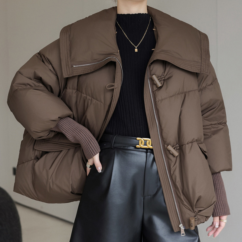 Women's Quilted Padded Jacket with Plush Fur Collar