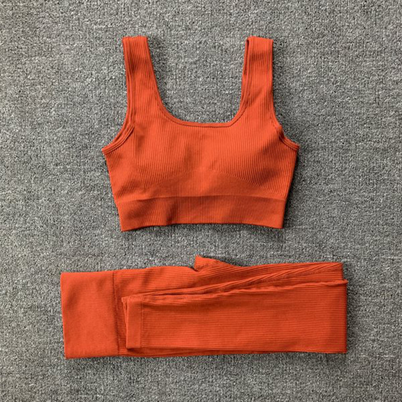 Women’s Ribbed Square Neck Crop Top and Leggings Set