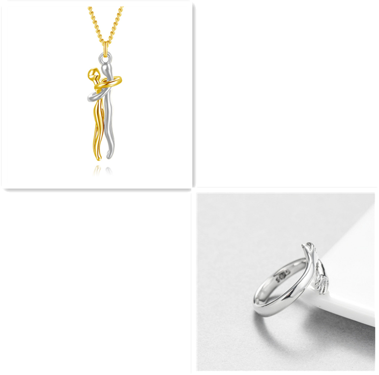 Unisex Interlocking Figure Pendant Necklace with Optional Ring Sets